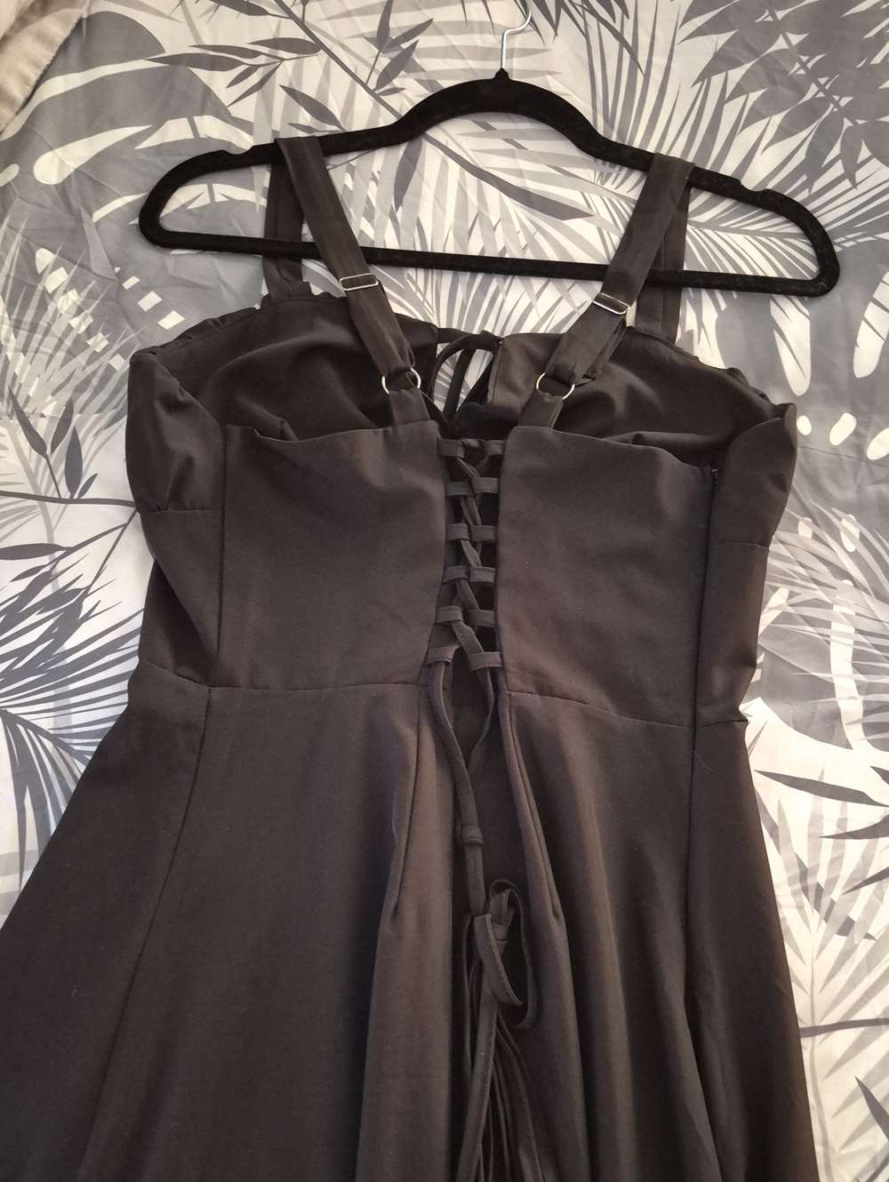 Like NEW Classic Black Maxi Dress with Tie Front And Corset Style Back Ties - Picture 4 of 6